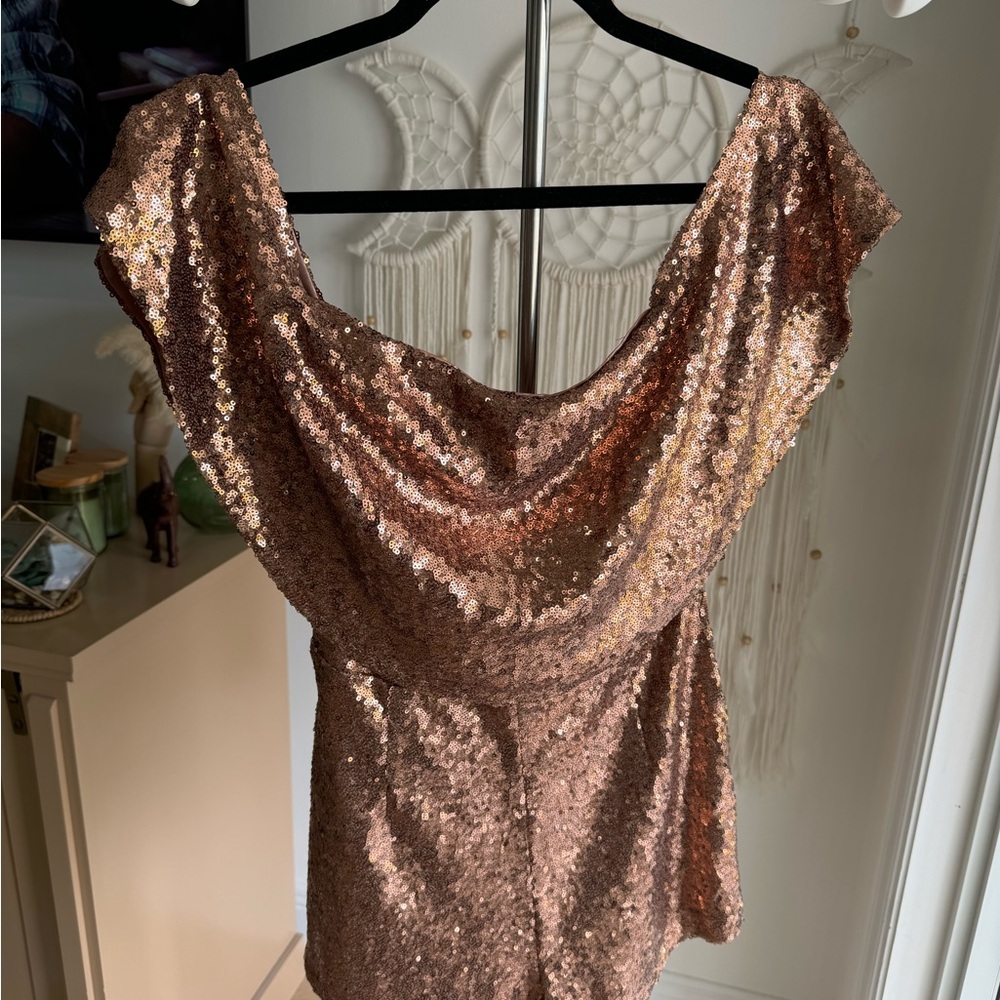 Homage LA rose gold sequence romper
